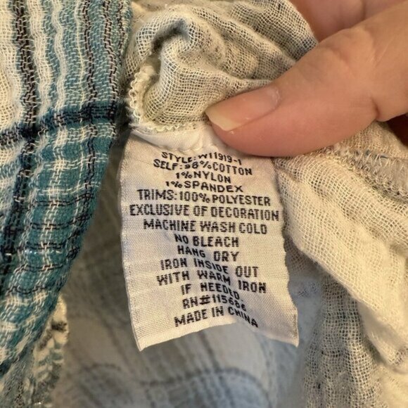 Johnny Was Workshop Juliene Estelle Floral Embroidered Plaid 90s Y2K Top Large - Picture 7 of 13